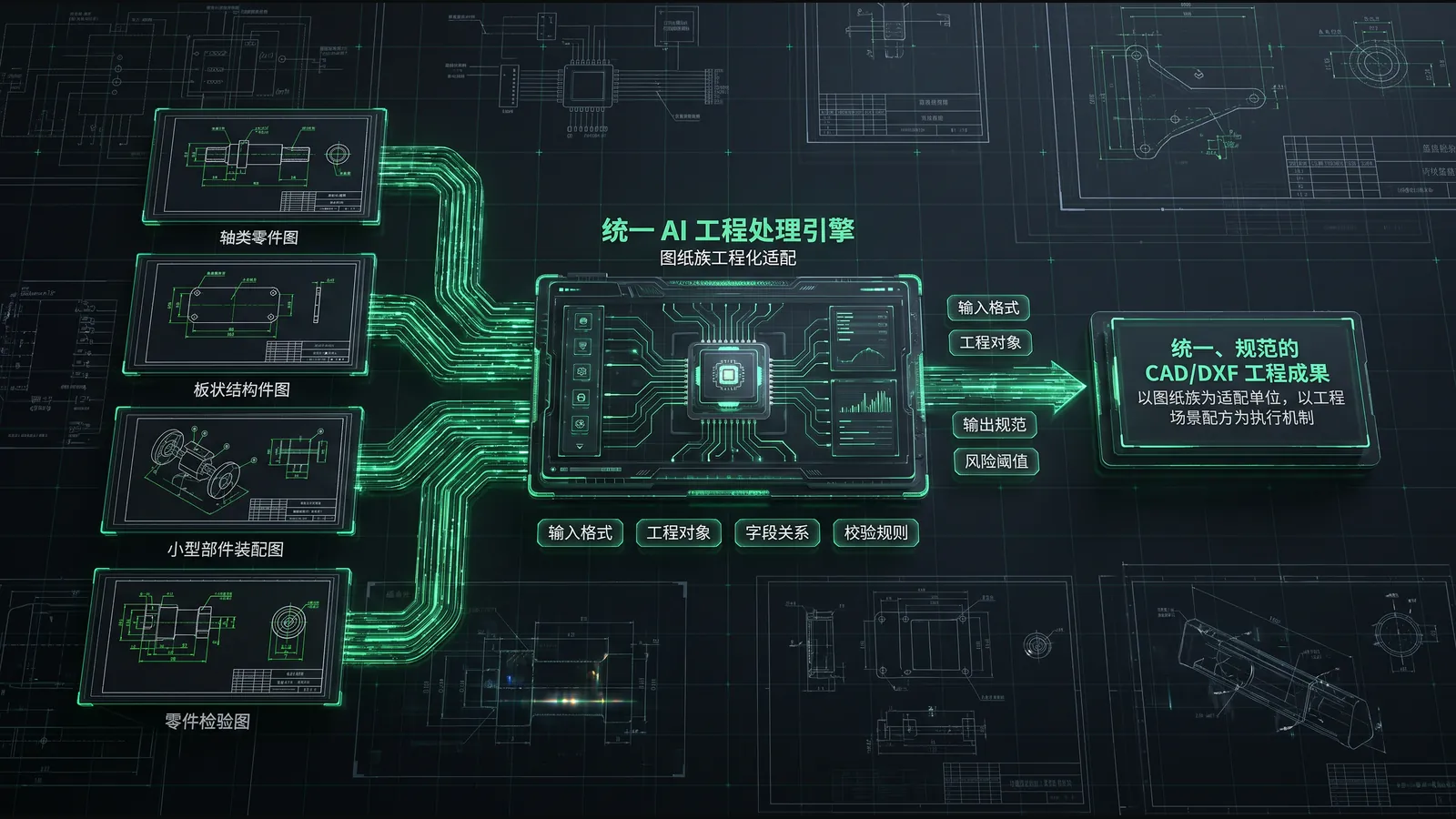 多种零件级图纸通过统一 AI 工程处理引擎完成图纸族适配